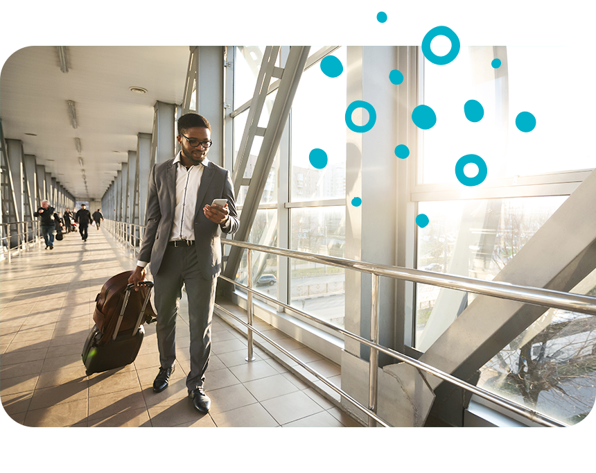 Man walking through an airport